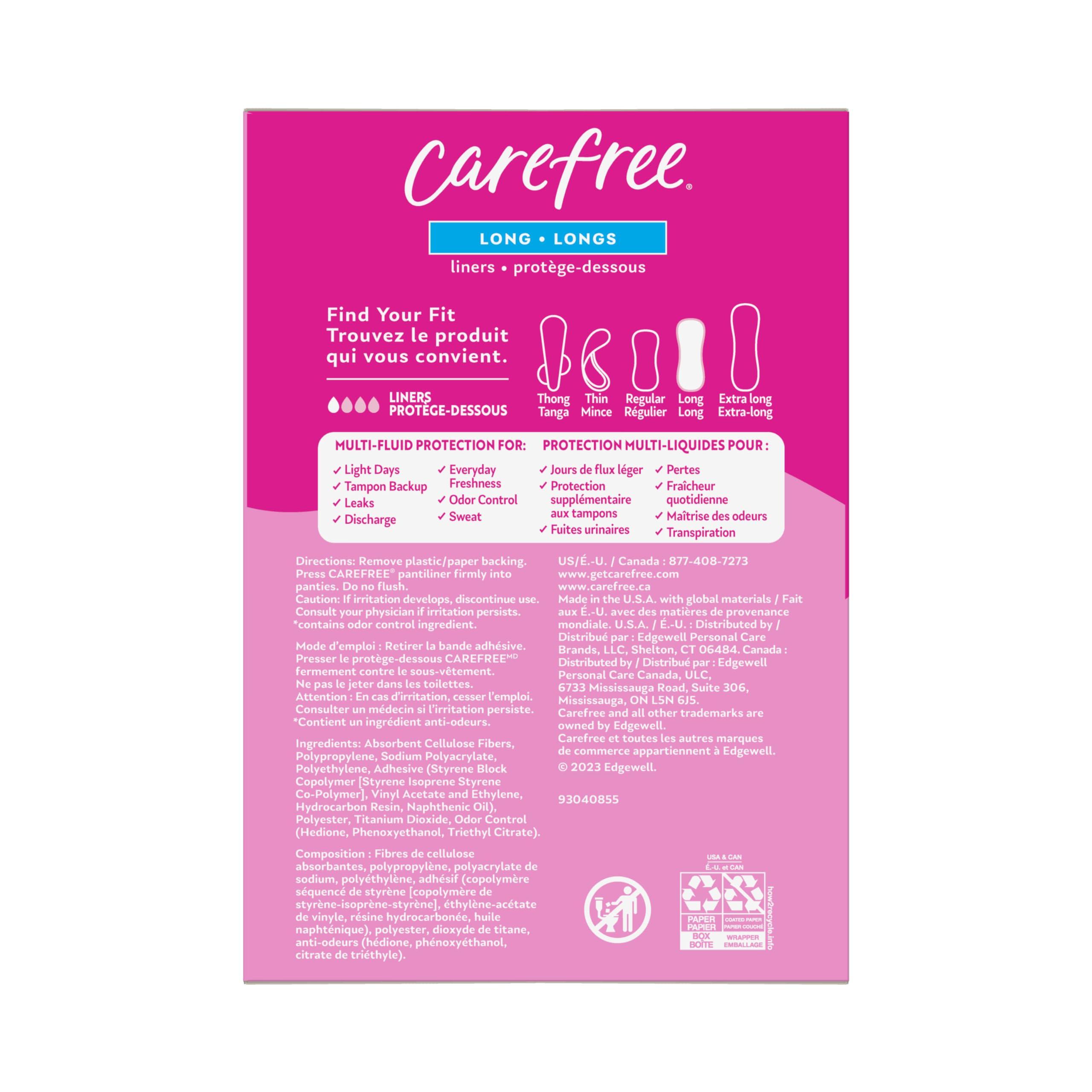 Carefree Carefree Acti-Fresh Ultra-Thin Panty Liners, Long To Go, Unscented - 92 Count
