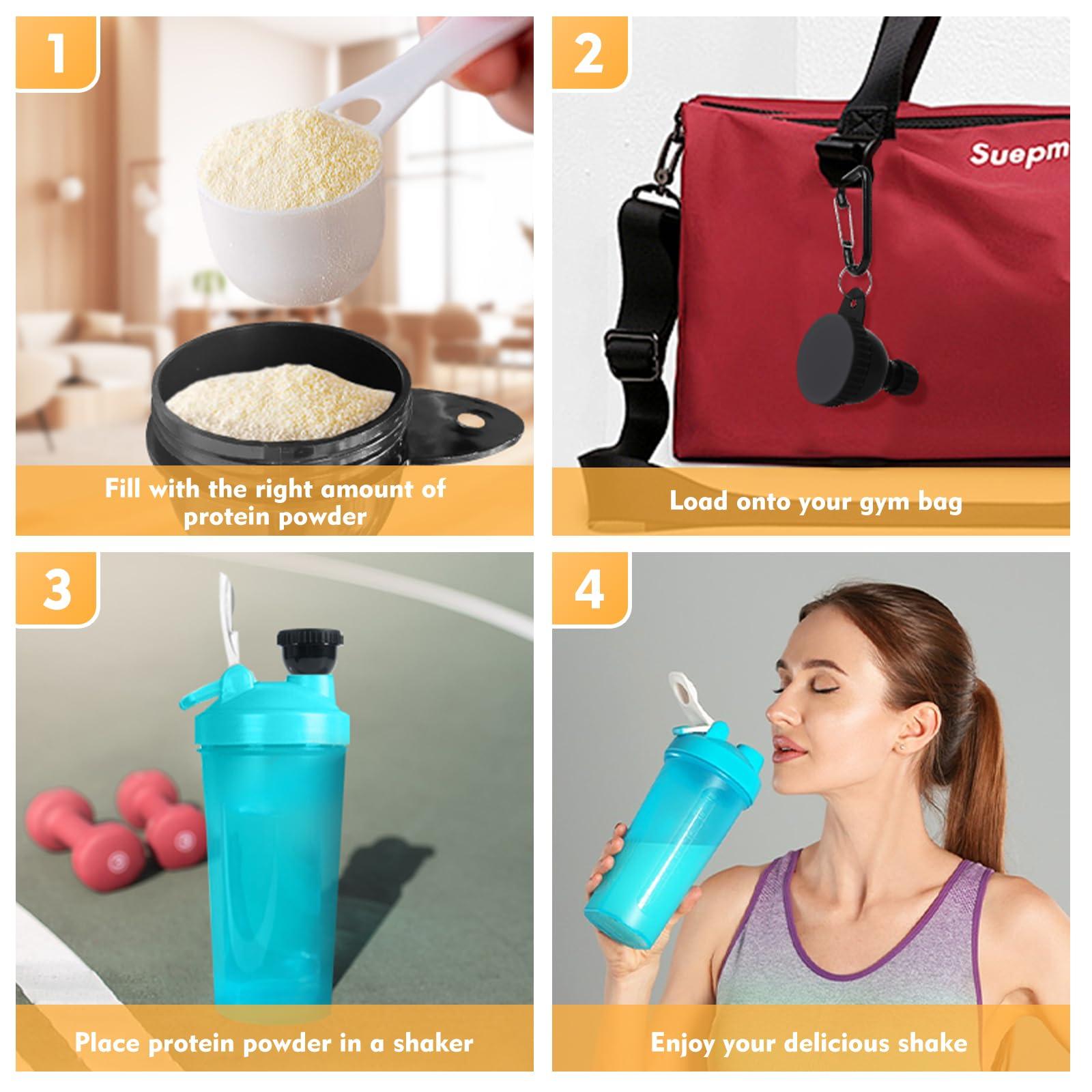 Tantanle 2 Pack Protein Powder Funnel, Portable Protein Powder Keychain, 50ml Protein Powder Holder, Protein Powder Container for Workouts, Fitness and Traveling