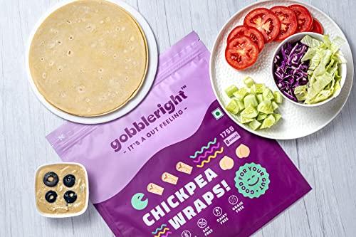 GOBBLERIGHT GOBBLERIGHT Gluten Free Tortilla Chickpea Wraps - Pack Of 2 (12 Wraps)/Gluten Free, Vegan, Dairy Free, Soya Free, Grain Free/Best For Burrito, Wraps, Tortilas, Tacos, Shawarmas And Rolls, 350 Gram