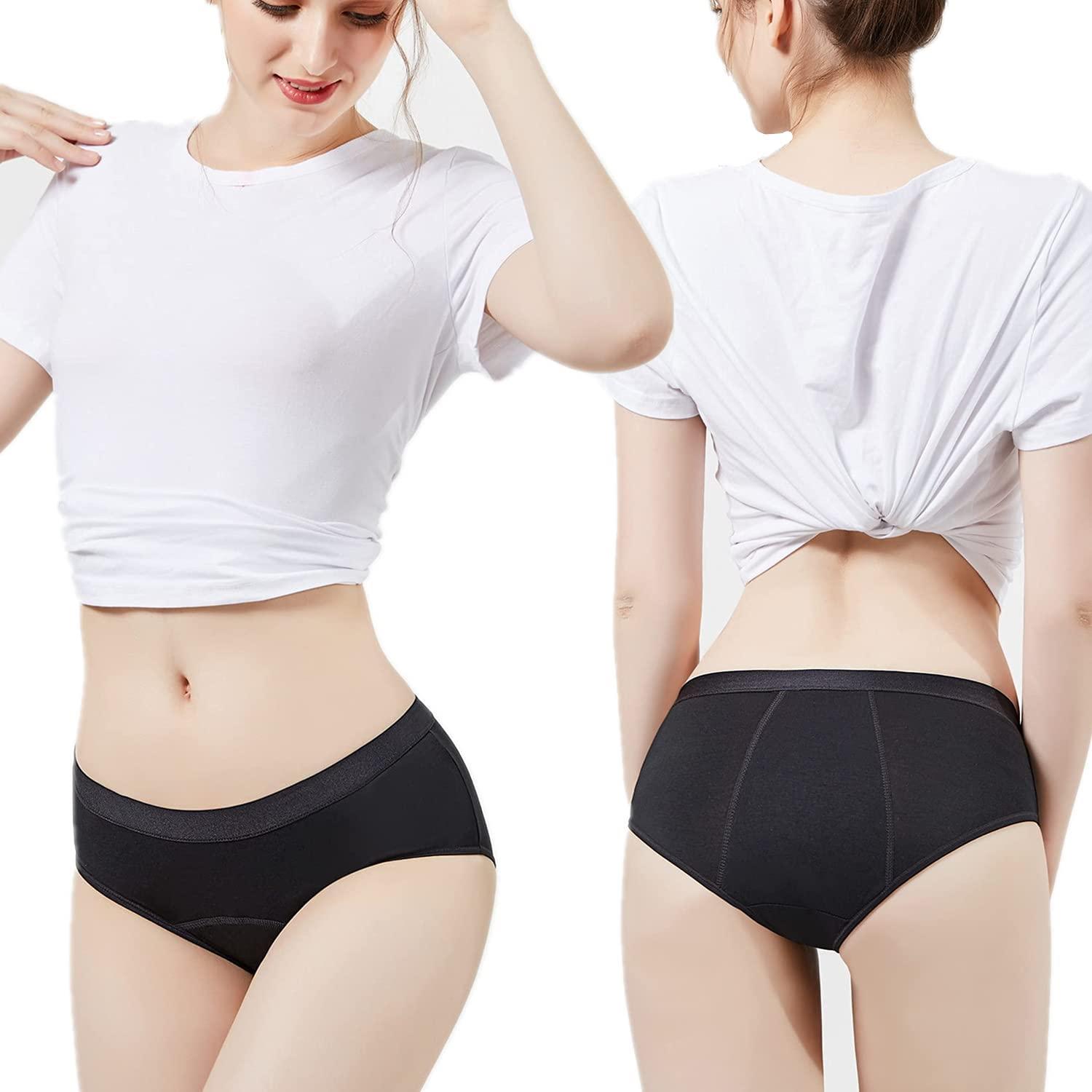 ZVZK ZVZK Period Underwear Heavy Flow Women Absorbent Leak Proof Panty Pants Menstrual Panties 3 Pack, Black, XS