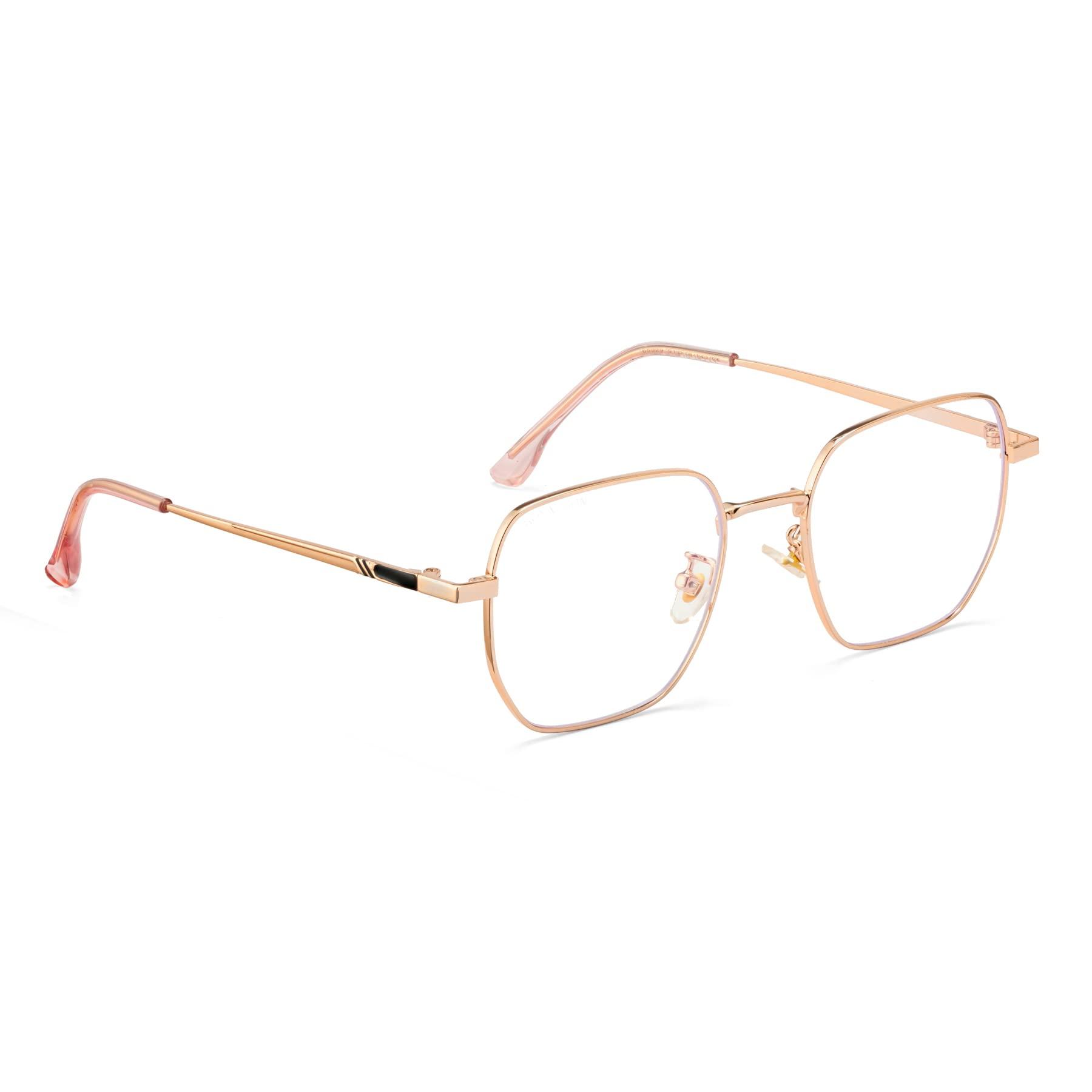 ROYAL SON ROYAL SON Unisex\'s C5 Blue Block Lens | Golden Frame Reading Glasses-M (SF0016-C5)