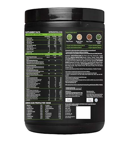 PLANTIGO Plantigo Plant Protein Powder - Men & Women, 500g Brazilian Chocolate | Plant Based Vegan Pea Protein Powder | 24g Protein, 5g Fiber, 3g BCAA, 20+ Vitamins, Minerals| No Added Sugars, No Preservatives