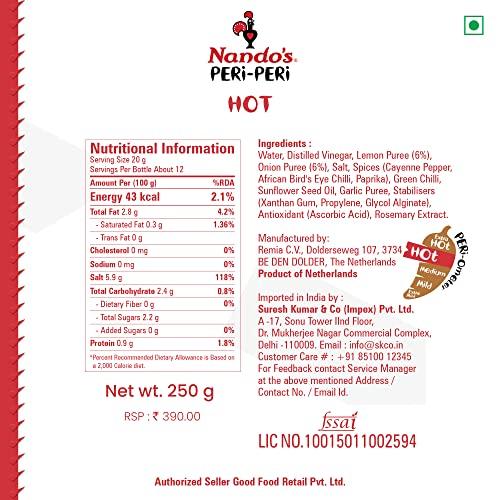 Nando's Nando's Peri Peri Chilli Sauce - Hot, 250g, Product of The Netherlands