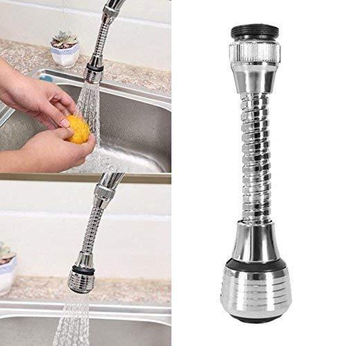 R A Products Turbo Flex 360 Flexible Water Saving Nozzle Faucet Sprayer Water Extender for Easy Clean Sink, Bathroom, Rinsing Fruits,Water Faucet Kitchen Tap (Silver)