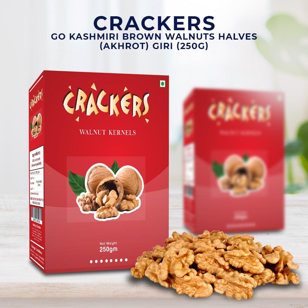GO Go Crackers Kashmiri Brown Walnuts Kernels Without Shell -Pack of 2 x250 g