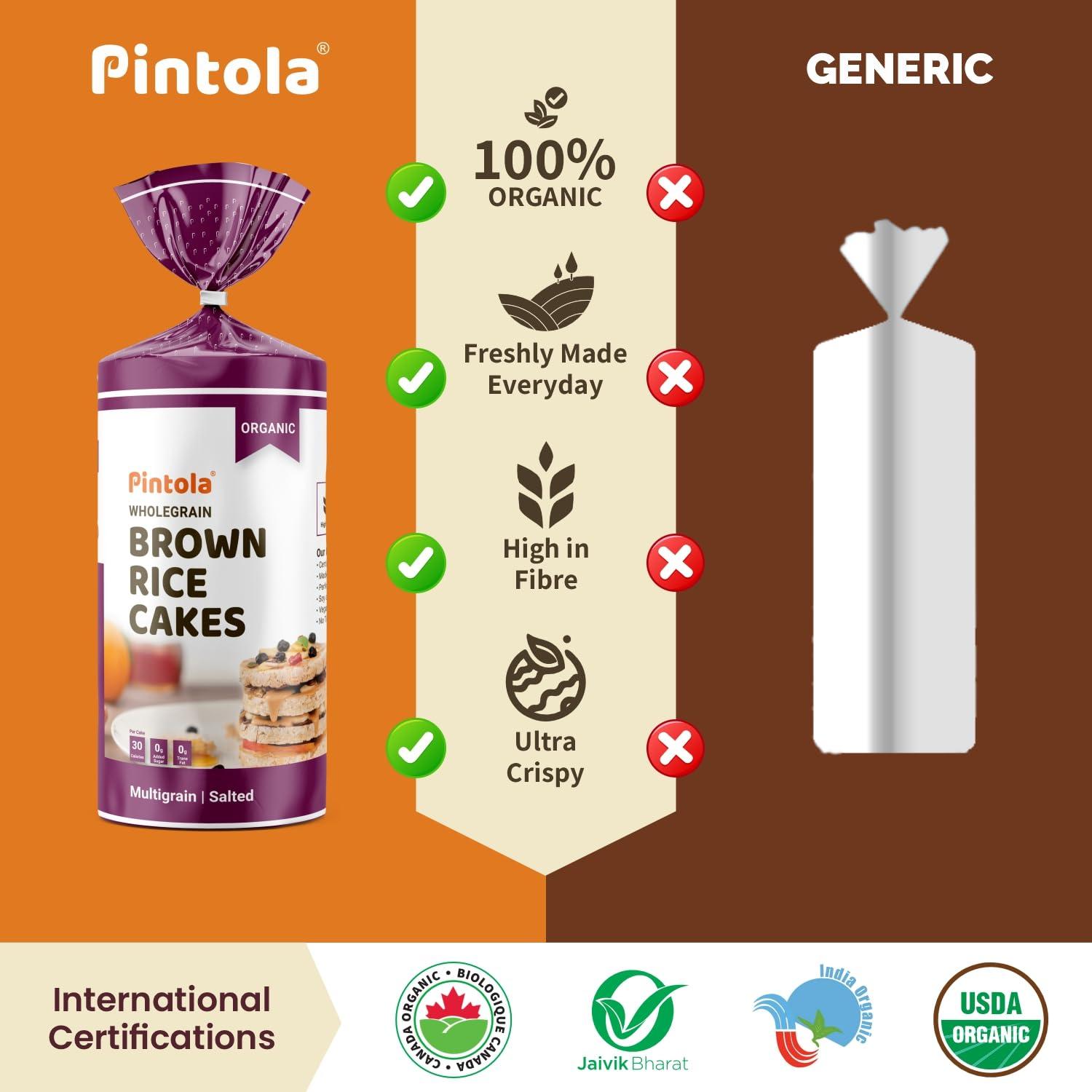 Pintola Pintola Combo - High Protein Dark Chocolate Peanut Butter Creamy 1Kg + Rice Cake Multigrain Salted 130g, 100% Roasted Peanuts butter Chocolate Flavour High Protein Nut Butter With Organic Rice Cakes