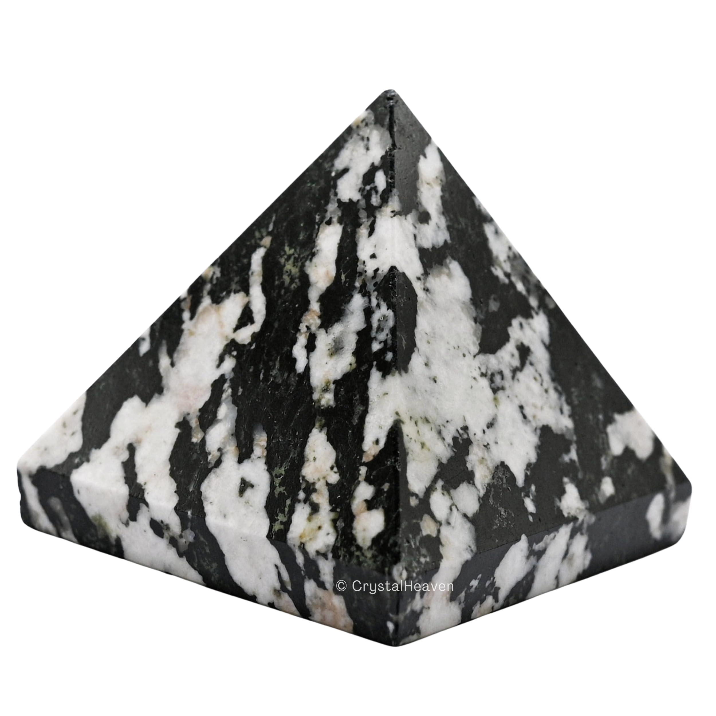 Crystal Heaven Certified Black and white Tourmaline Pyramid - 1\" Inch Crystal Pyramid for Positive Energy, Vastu, Reiki and Chakra Healing