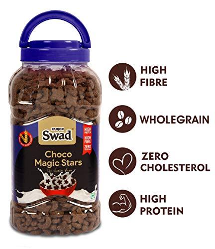 Swad Swad Choco Magic Stars Breakfast Cereal (Children Cereal Wholegrain Chocolate Choco Moons and Stars Snack) 3 Jars, 975 g