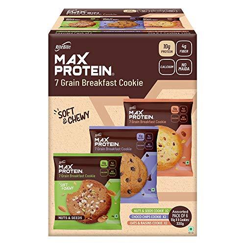 RiteBite Max Protein Ritebite Max Protein Combo Daily Choco Almond Bars 300g - Pack of 6 (50g x 6) & RiteBite Max Protein Cookies - Assorted 330 g - Pack of 6 ( 55g x 6 )