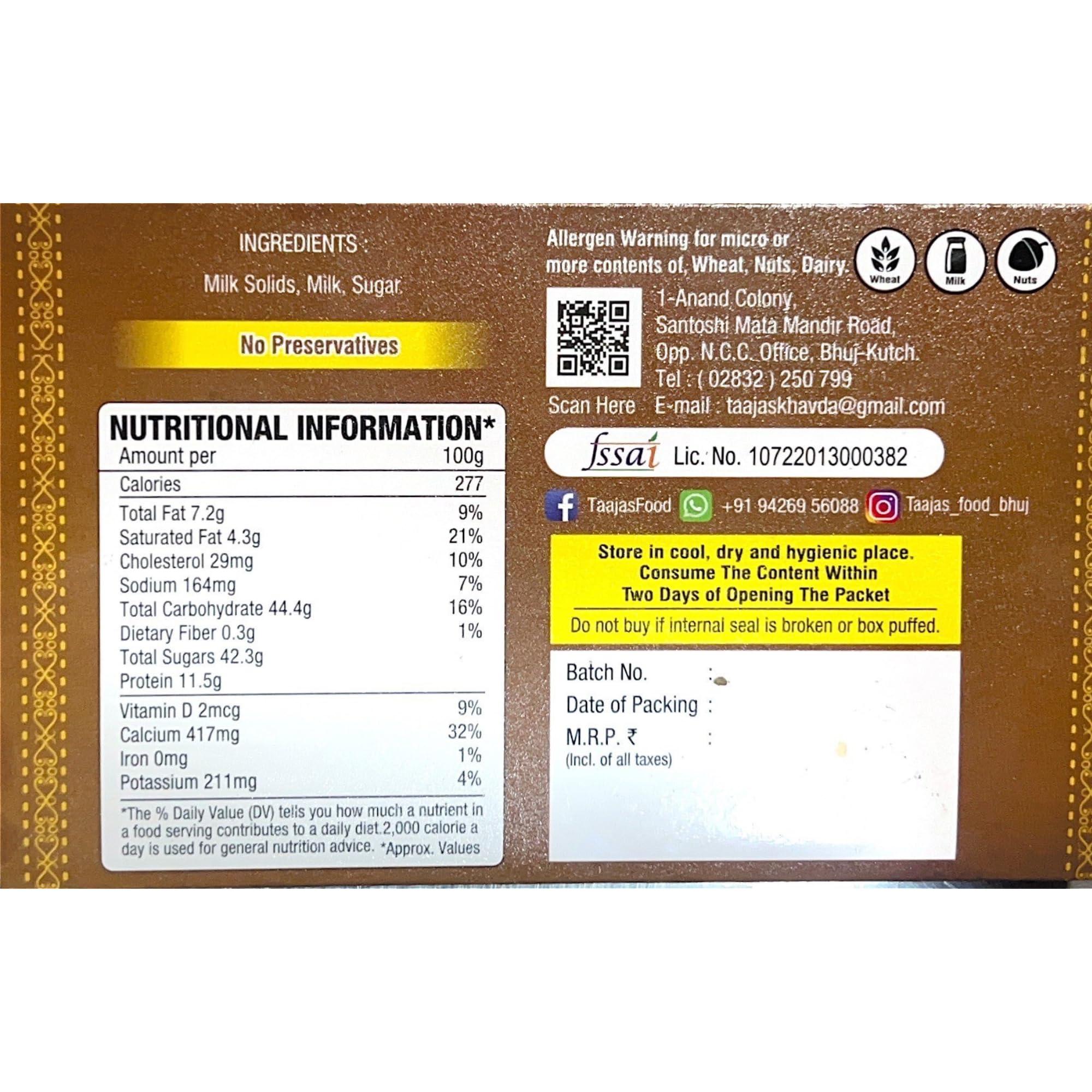 TAAJAS FOOD Taajas Food (Since 2003) Gujarati Kutchi Peda 500g Sweet | Fresh Indian Traditional Delicious Mithai | Made with Milk Solids and Cow Ghee | No Artificial Flavors & Colors | Festive Gift Pack