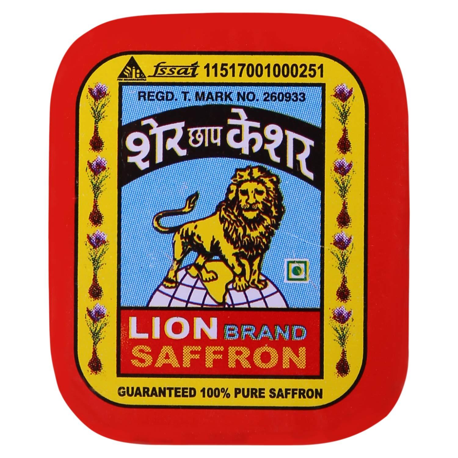 LION BRAND SAFFRON Lion Saffron, 5g, Original Kashmir Lacha Saffron/ Kesar/ Keshar (Certified Grade A) for Biryani, Beauty, Improved Health and Tilak (Pack of 5 (5 X 1gm = 5grams))