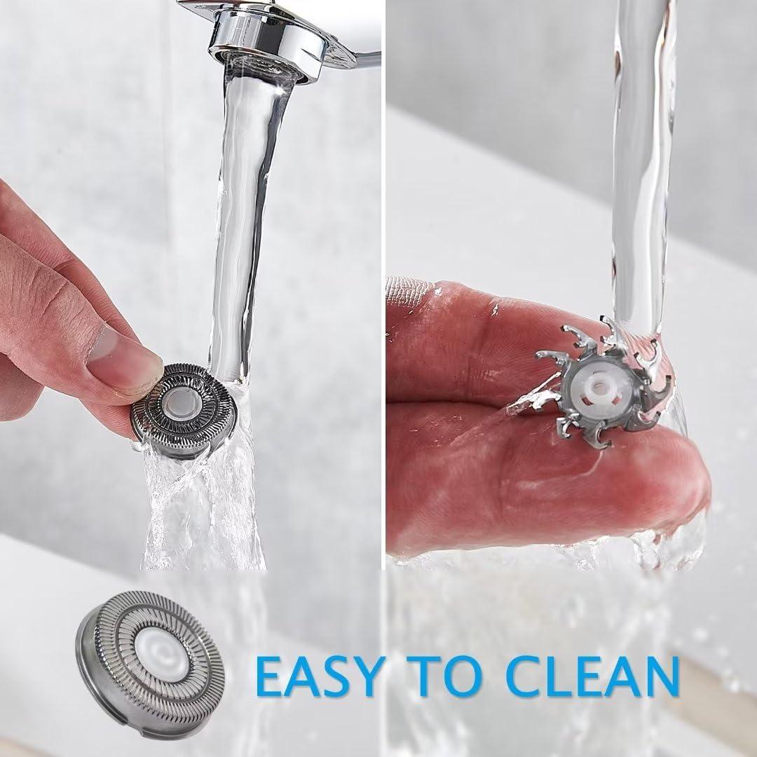 BLUE ELF 4Pcs Shaver Head Blades Replacement for Skull Shaver Pitbull Silver PRO for Men,Wet/Dry 4 Razor Hair Trimmer