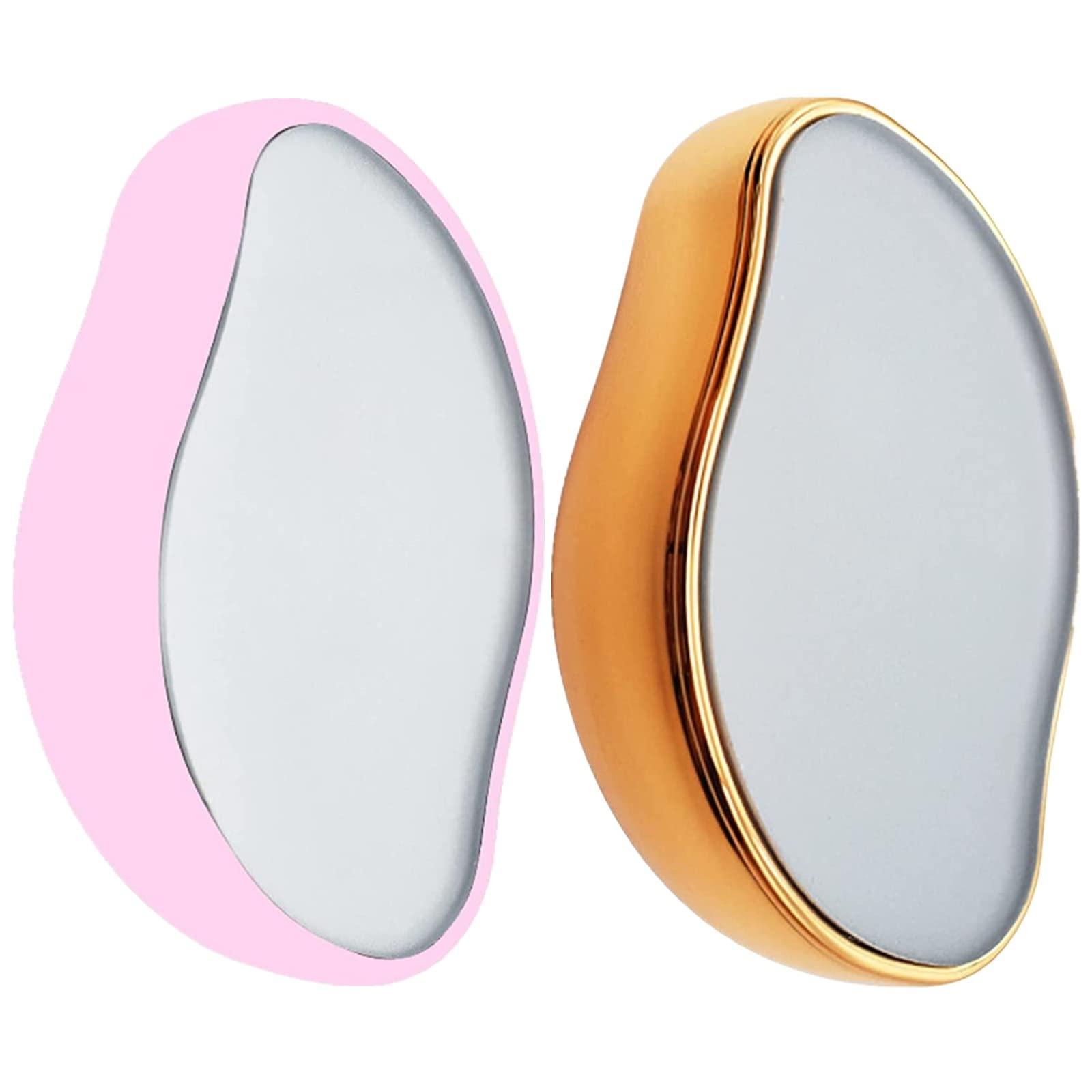 fabulouster Crystal Hair Eraser, Painless Hair Removal Tool for Legs Back, Arms, Crystal Hair Remover, Really Fast & Easy Exfoliate Hairo Crystal Hair Eraser for Men and Women (2PCS Pink+Gold)
