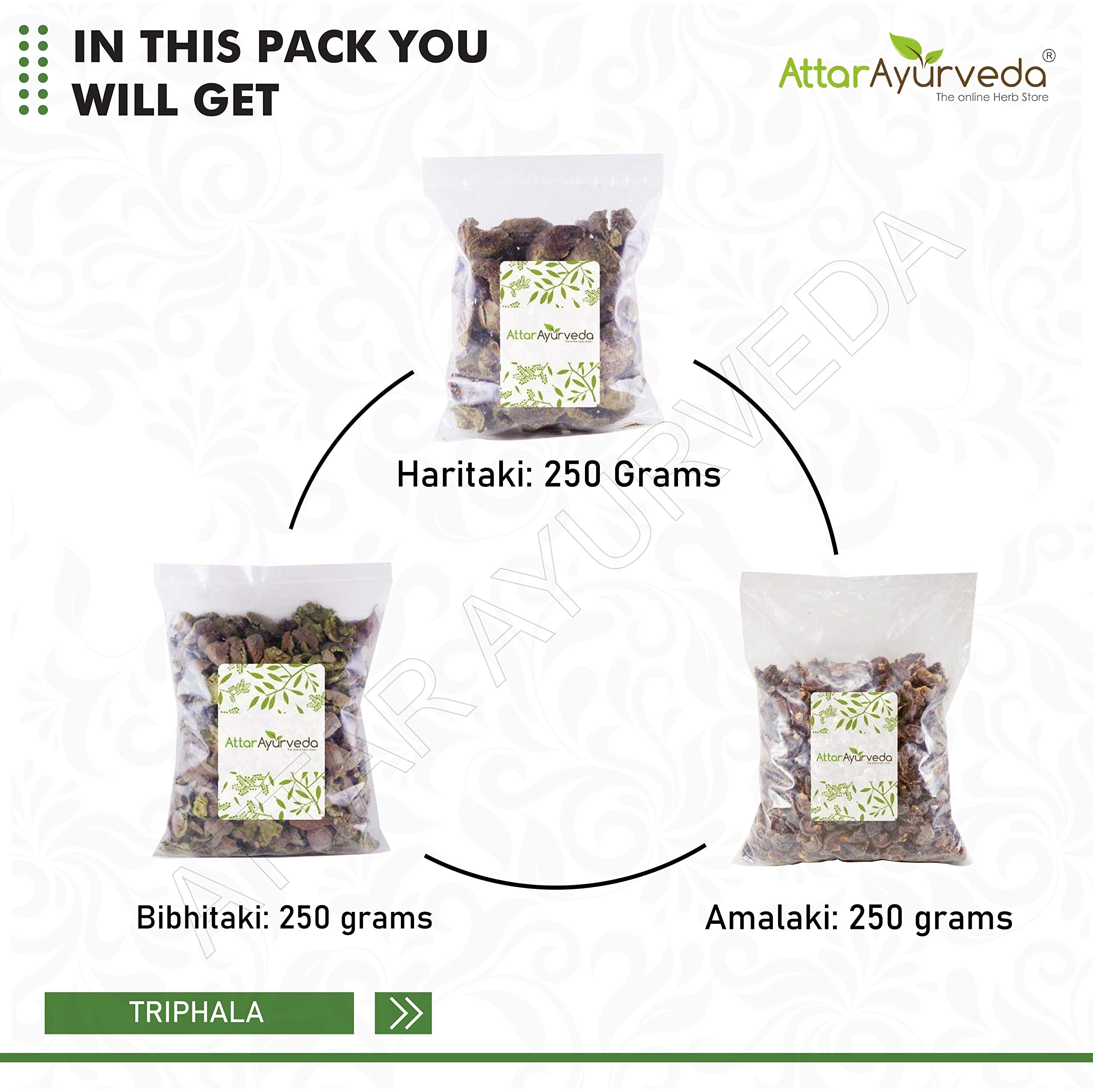 ATTAR AYURVEDA Attar Ayurveda Triphala Raw (1:1:1) - 750 grams, Raw, Whole - Harad, Baheda, Amla