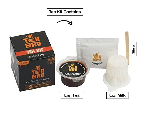 TEA BRO TEA BRO 100% Assam Tea (Original) | Pre-Brewed Tea Liquid Decoction (Concentrate) | Just Add Hot Water | 12 Tea Kits with (Liq. Tea + Liq. Milk + Sugar) - DadaJi's Choice, 100% Tea (Original)