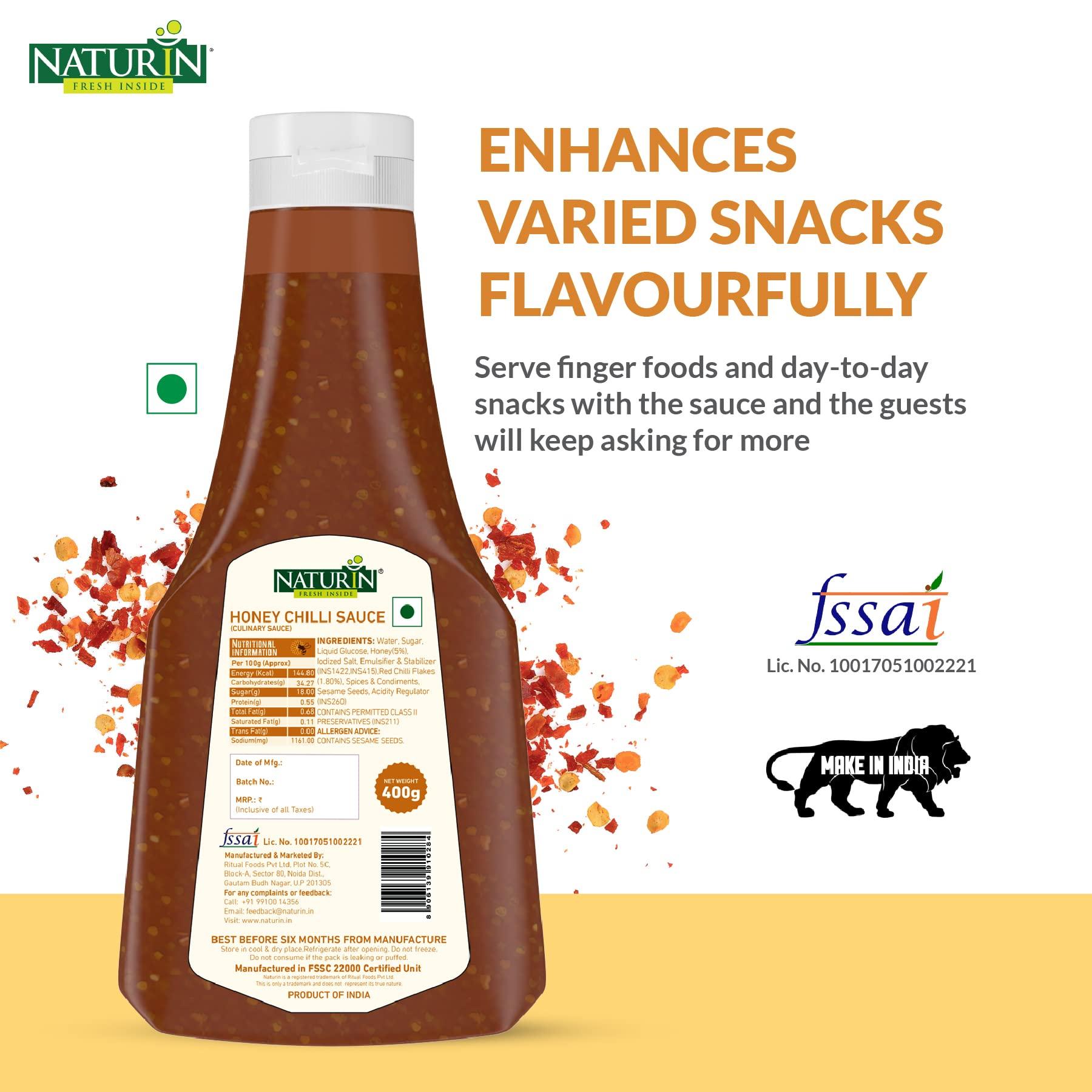 Naturin Naturin Honey Chilli Sauce - Sweet & Spicy Honey Chilli Paste - 100% Vegetarian - Gluten Free - Perfect For Dip, Spread And Stir Fry - 100 Gram