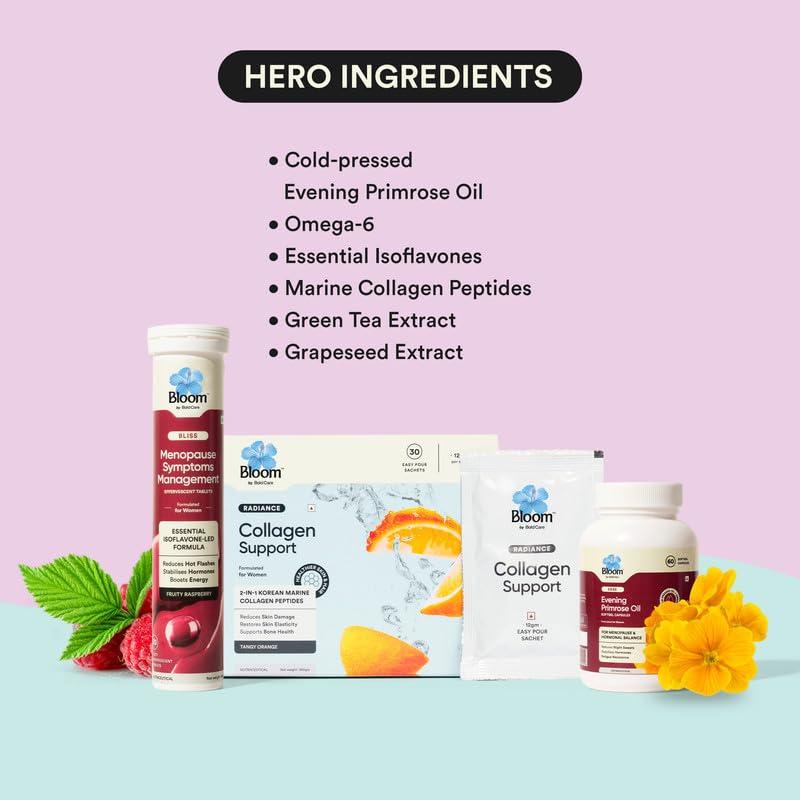 Bloom by Boldcare Bloom Ageless Beauty Kit for Women 40+ | 30 Collagen Powder + Antioxidants Sachets & Menopause Supplement Combo | Reduces Wrinkles & Hormonal Imbalance | Better Skin and Overall Well-being