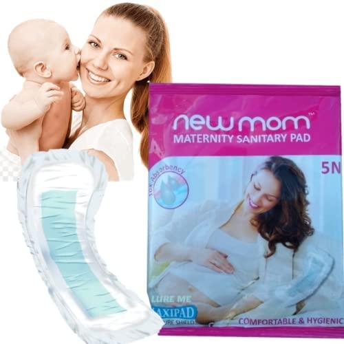 LUREME LUREME Premium New Mom Maxi Maternity Sanitary Pads Napkins for Women - Ultra Soft, Extra Wide, Long Lasting Protection- Newmom Sanitary Maternity Pads, Heavy Flow 850ml - 5 pads in 1 pack. (LU3)