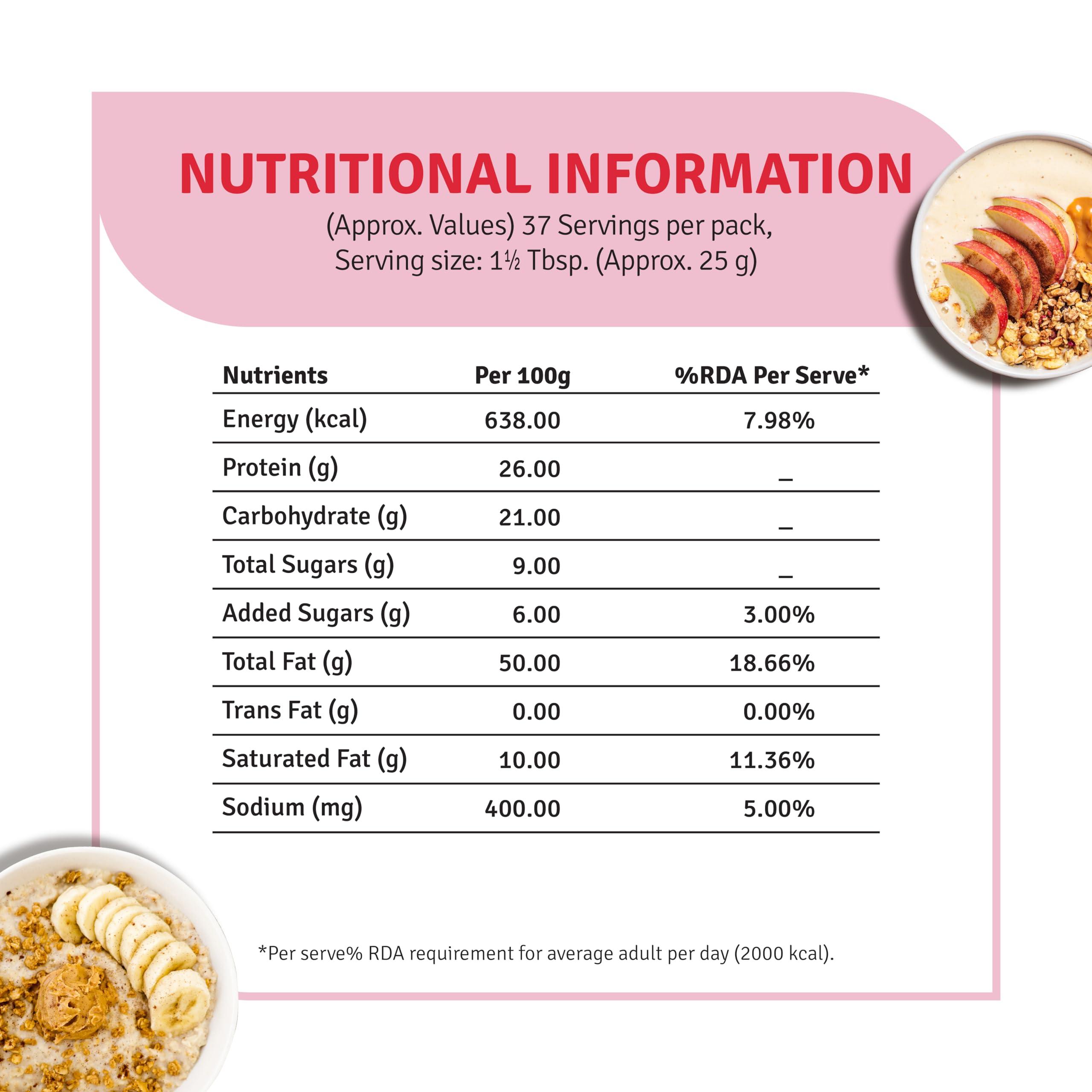 VEEBA Veeba Creamy Peanut Butter| High Protein | Naturally Gluten Free | Vegan | Trans Fat Free | No Added Preservatives | No Added Colour & Flavour | Non GMO | 925g