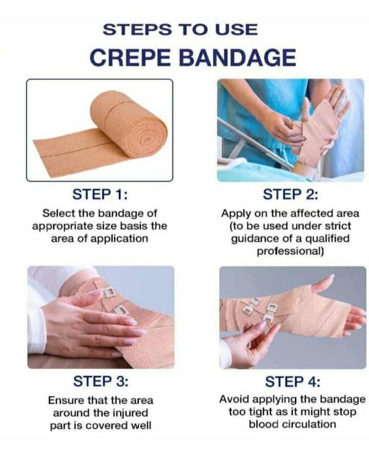 XYZ A Z COLLECTION Crepe bandage 4 INCH Chodi"Garam Patti" for Pain Relief Generic Cotton Elastic Crepe Roll for Pain Relieve Helps Relieving Joint Pain & Muscle Strain (4 INCH Chodi 4 METER PACK OF 1)