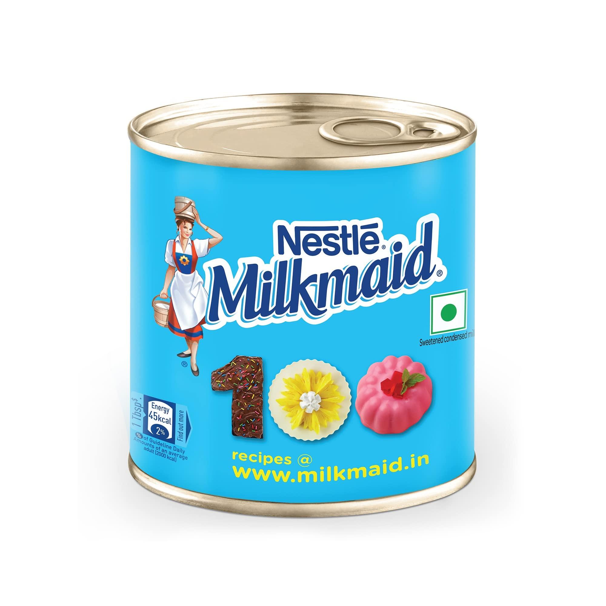 Nestle Nestl Milkmaid Sweetened Condensed Milk, Liquid, 400G Tin [Pack of 2]
