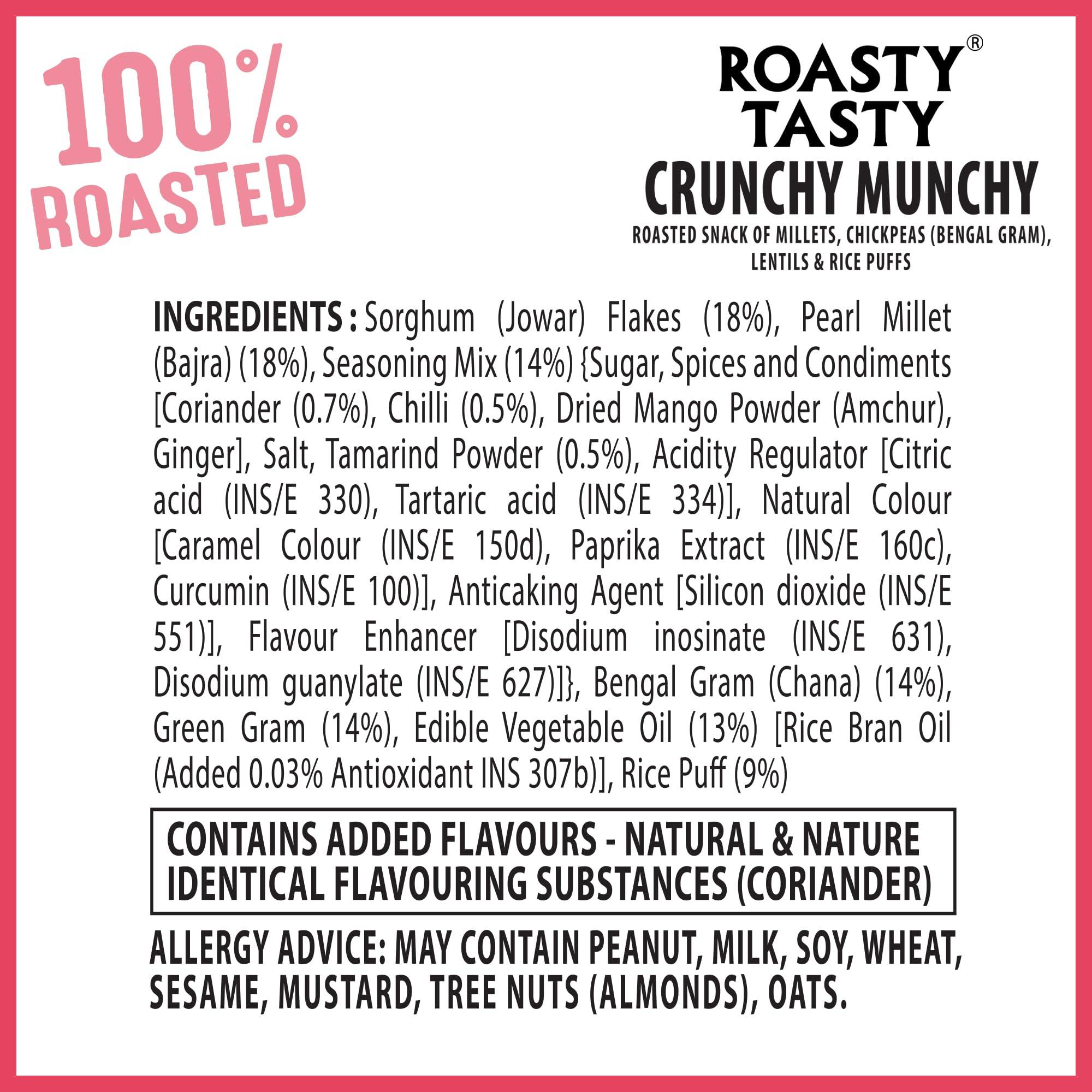 Roasty Tasty Roasty Tasty Crunchy Munchy 200g | Healthy Snack | No Onion No Garlic | Ideal Millet Namkeen for Kids & Adults | Low Calorie Snacks - Roasted Namkeen - No Cholesterol, No Transfat Diet Mixture in Peri Peri Masala | Millet Snacks Items