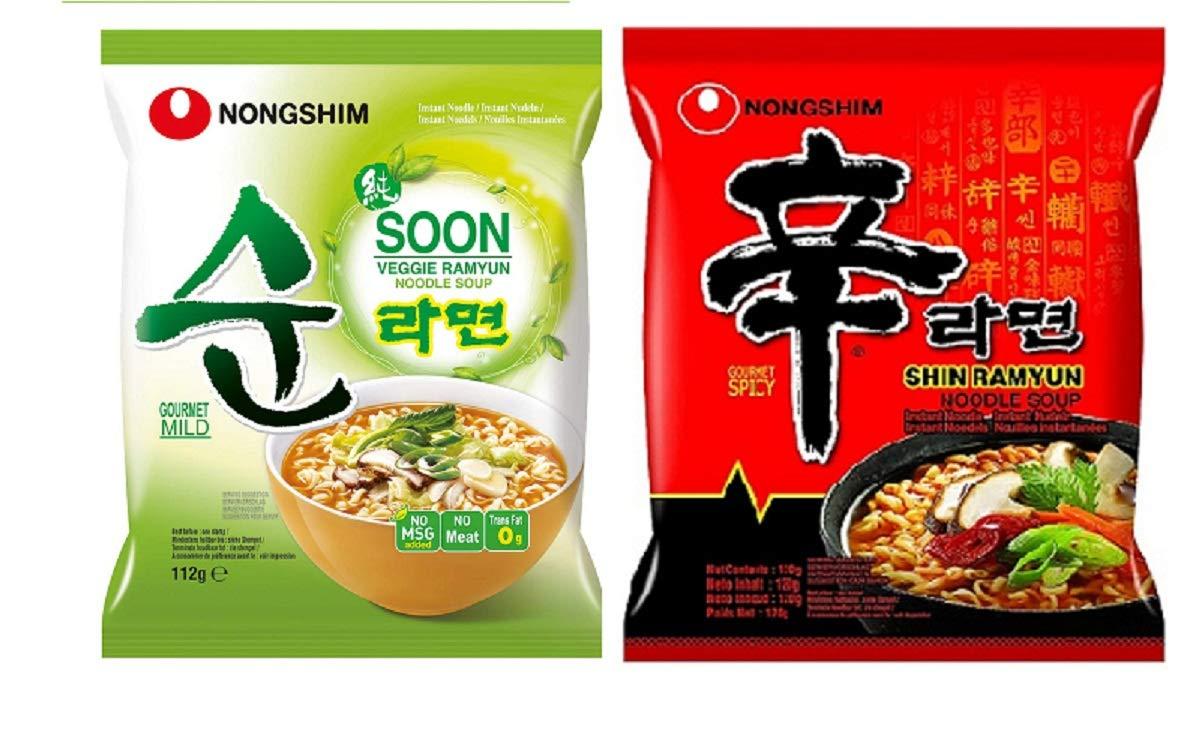 Nongshim Nongshim Shin Ramyun & Veggie Instant Noodles 120Gm*2Pack (Pack Of 2) (Imported), Vegetarian