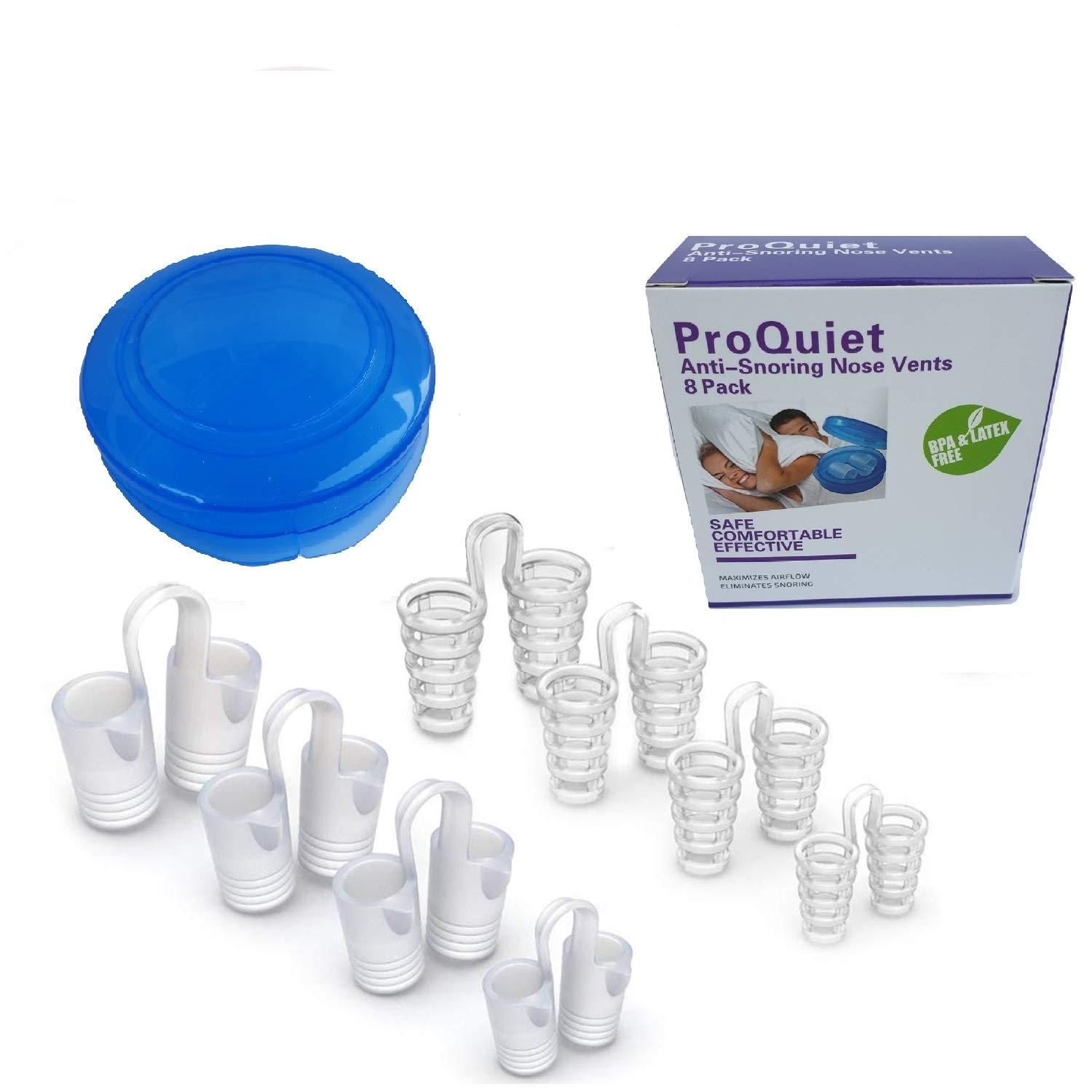 ProQuiet ProQuiet 8 Pairs of Anti Snore Devices For Men & Women Stop Snoring Nose Cones 4 Sizes(S, M, L, XL)