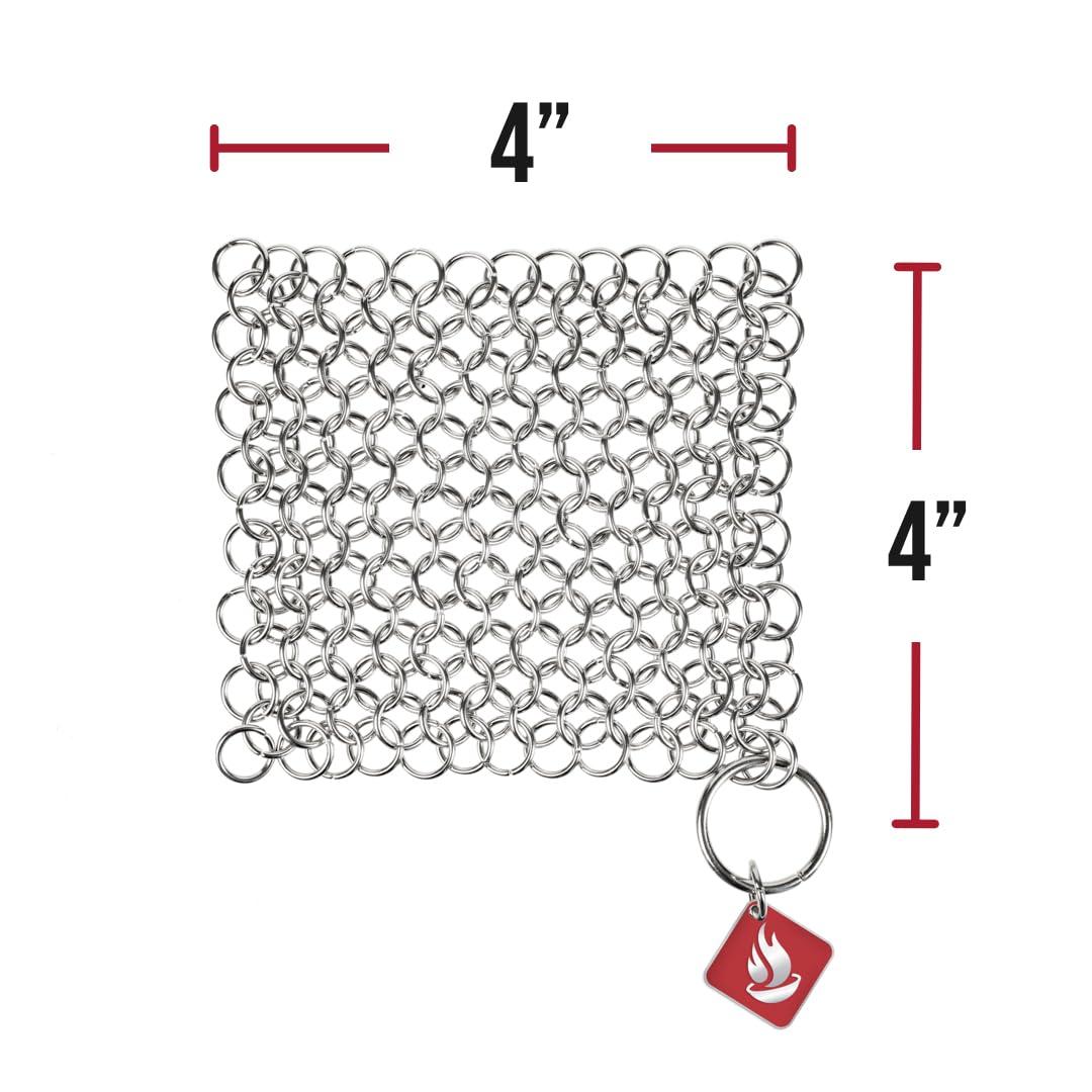 CM SCRUBBER CM SCRUBBER Knapp Made Original 4\" Cast Iron Scrubber- Chainmail Scrubber for Cast Iron Pans, Hard Anodized Cookware and Other Pots. Stainless Steel Cast Iron Cleaner.