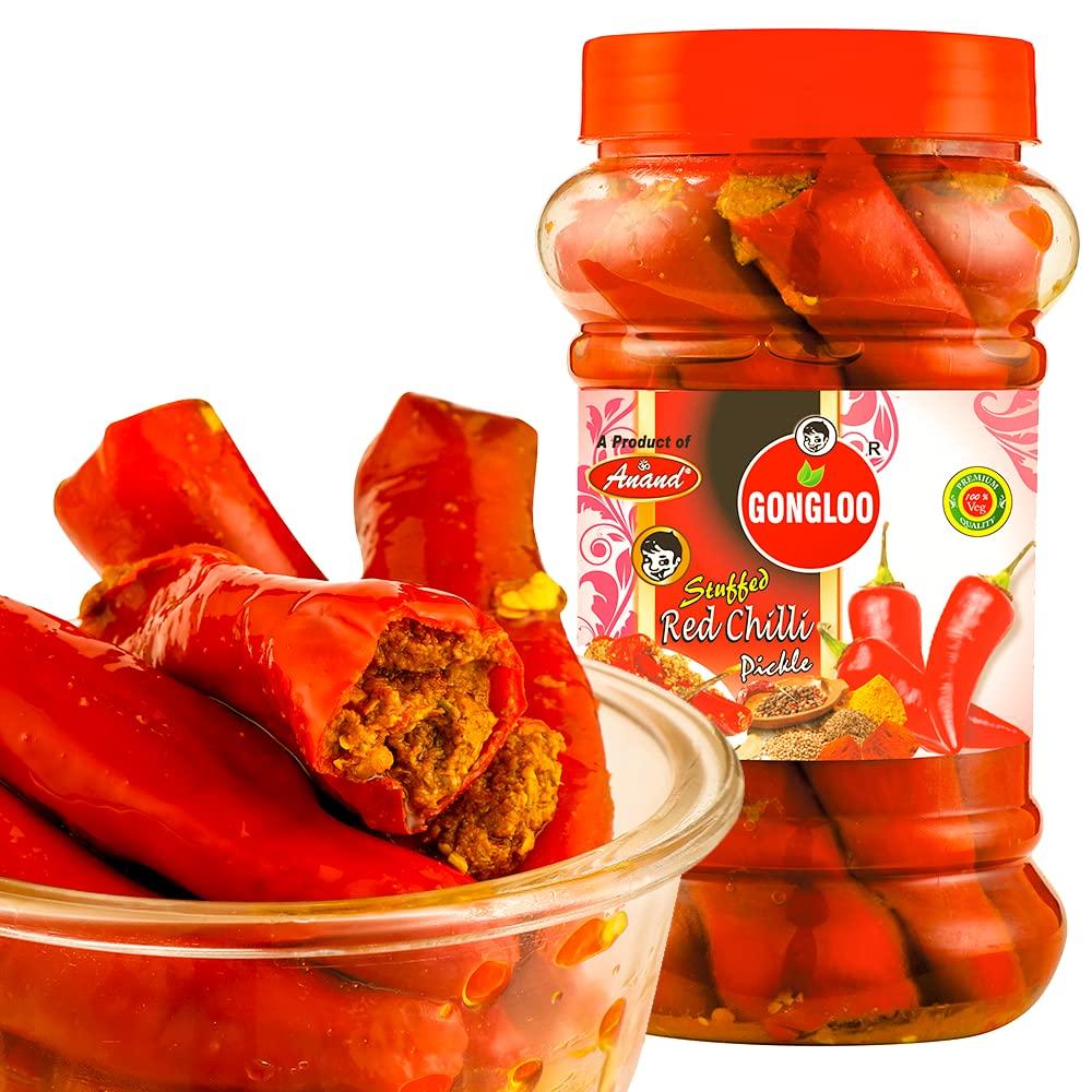 GONGLOO GONGLOO Homemade Red Chilli Pickle | Ready to Eat Lal Mirch Achar | High in Vitamin C & Fibre | Hygienically Packed | Rich in Antioxidants | Improves Digestion | 400 GM