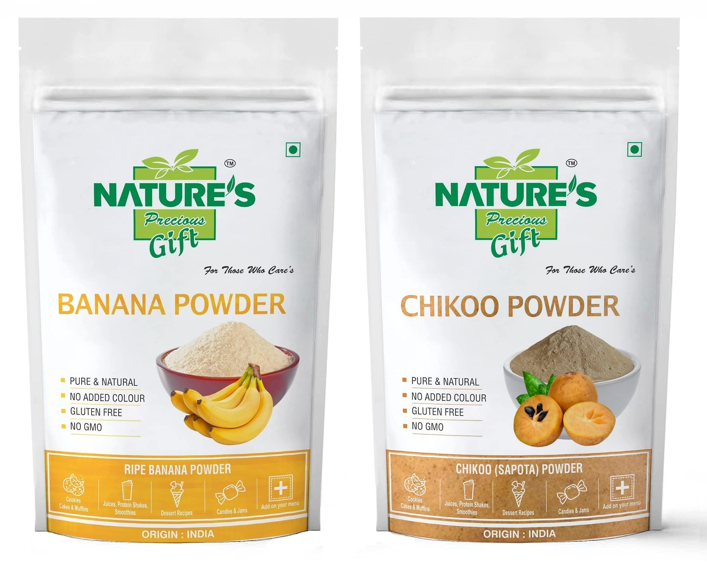 NATURE'S GIFT - FOR THOSE WHO CARE'S NATURE'S GIFT - FOR THOSE WHO CARE'S Banana Powder & Chikoo Fruit Powder -100 GM Each (Super Saver Combo Pack)