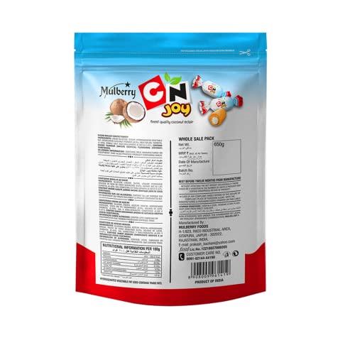 Mulberry Mulberry CN Joy Coconut Toffee 650g | Delicious Individually Wrapped Coconut Flavor Toffees | Birthday Toffee Pack/Gift Pack | 650 gms