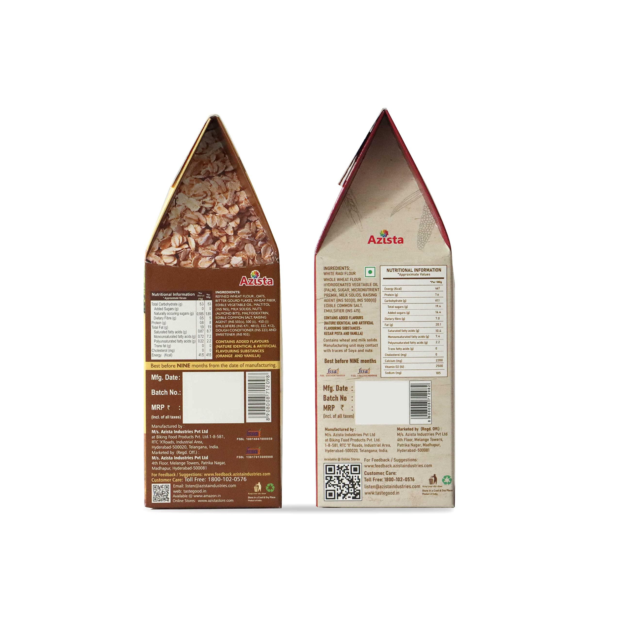 AZISTA INDUSTRIES PRIVATE LIMITED Taste Good Combo - Karela Biscuits Sugar Free Pack of 3 and Calcium & Vitamin D Biscuits Pack of 3 (100g X Pack of 6)