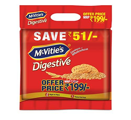 McVities McVitie's Digestive High Fibre biscuits with Goodness of Wholewheat, 1Kg Super Saver Family Pack
