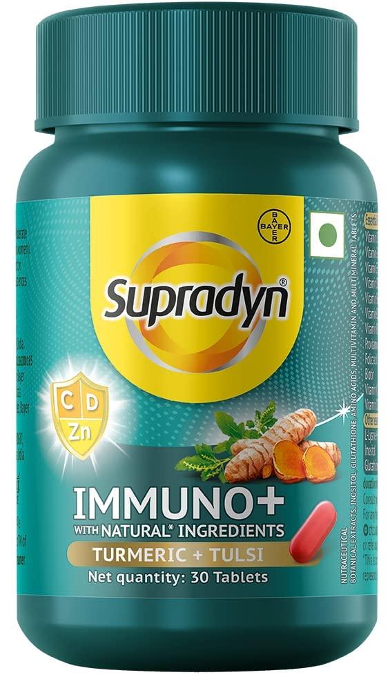 Supradyn Supradyn Immuno +, Multivitamin, Natural immunity booster with Vit C, Vit D, Zinc, Unique blend of Tulsi, Turmeric, Shatavari & Ashoka (Pack Of 3)
