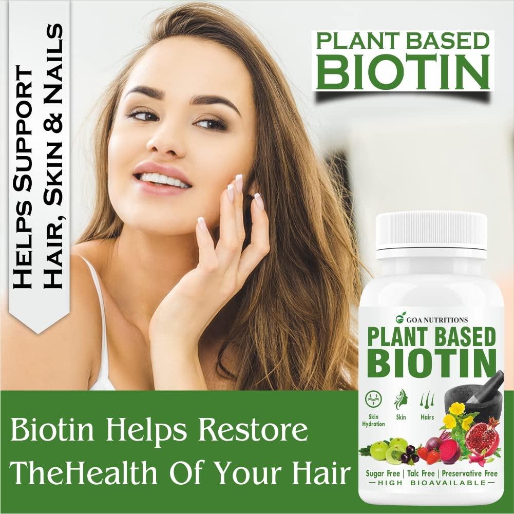 GOA NUTRITIONS GOA NUTRITIONS Biotin Tablets For Hair Growth With Vitamins E, C Plus 10000mcg Sesbania Supplements Advanced DHT Blocker Dandruff, Hair fall Control Supplement For Men & Women-60 Tablet (Pack 1)