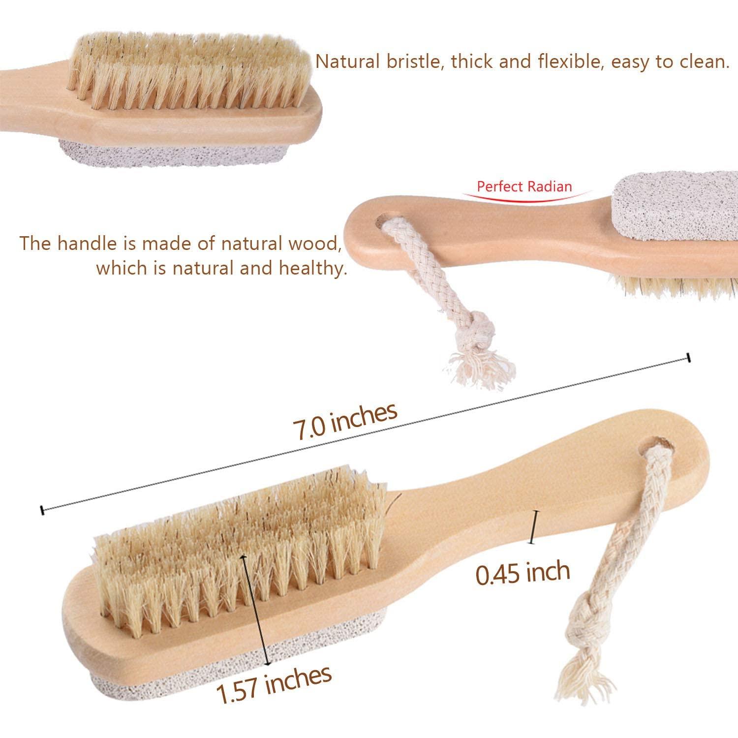 Amzgear Amzgear Natural Pumice Stone Combo foot Brush, Body Exfoliating Double Side Soft Bristle Wood Brush, Suitable for Pedicure Brush Kit Tool for Cleanse, Scrub & File Dead Skin Callus Remover (Pack of 1)