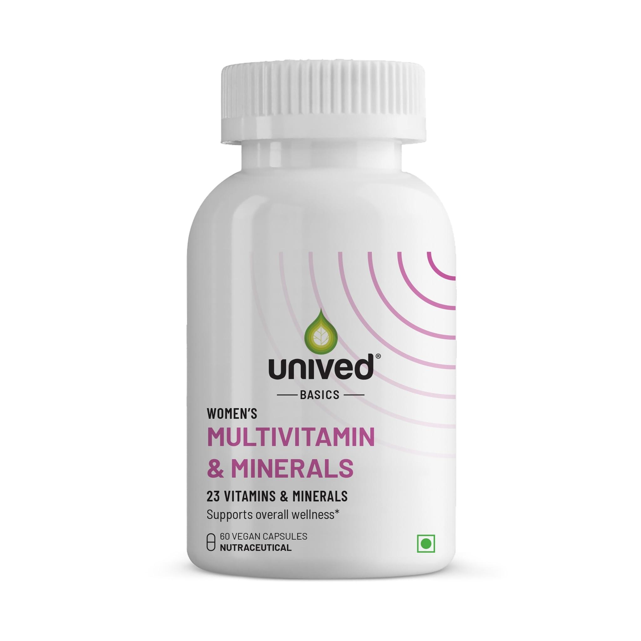 Unived Unived Basics Multivitamin & Minerals For Women, 100% Rda Of All Vitamins With Algae Calcium & Plant-Based Vitamin D3 Plus Important Minerals, Complete Formulation For Health & Wellbeing - Capsule