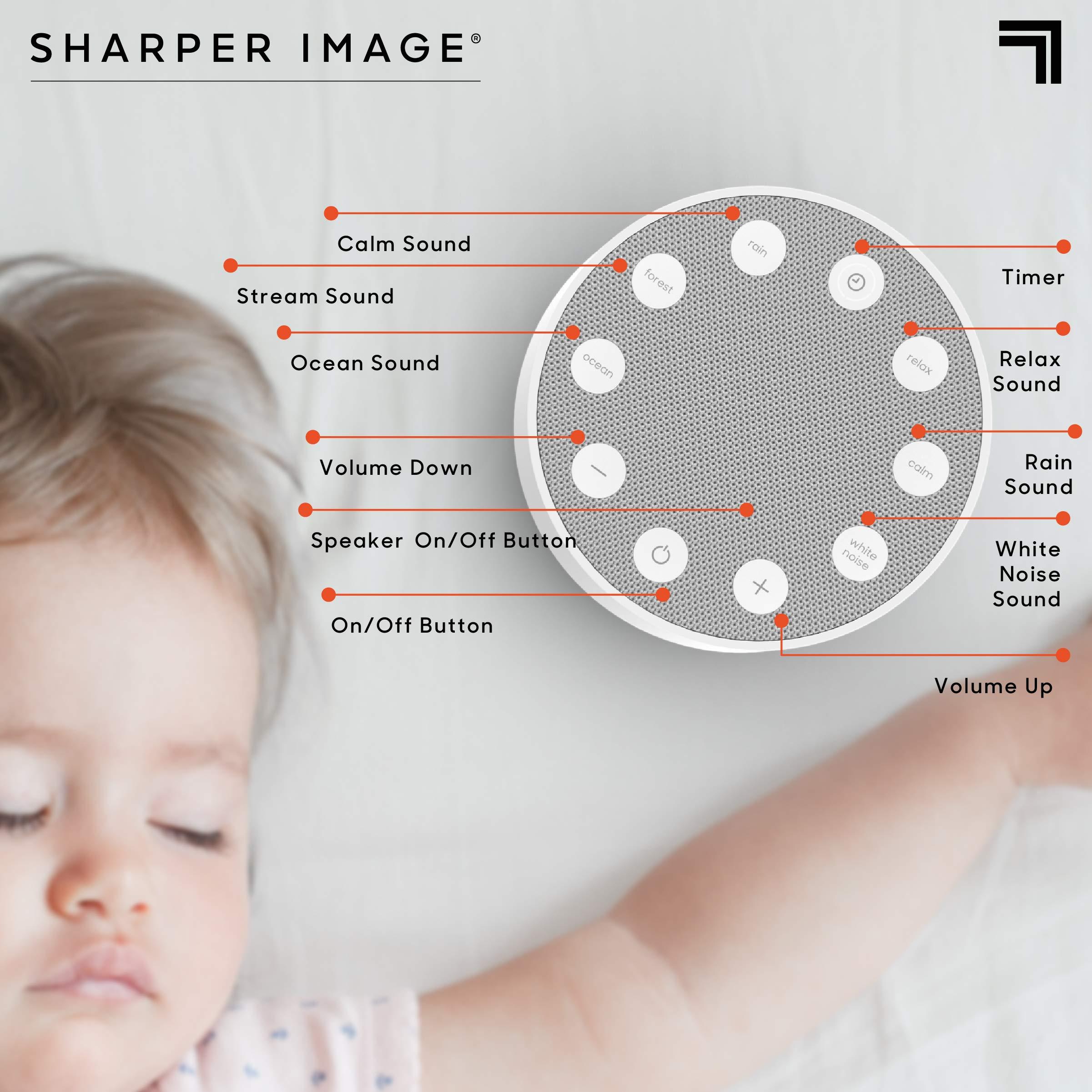 Sharper Image SHARPER IMAGE Sleep Therapy White Noise Machine, Soothing Nature Sounds for Baby Kid Adult, Portable Relaxation Wellness Meditation and Naps, Peaceful Rest Sleep Aid, Holiday Gift