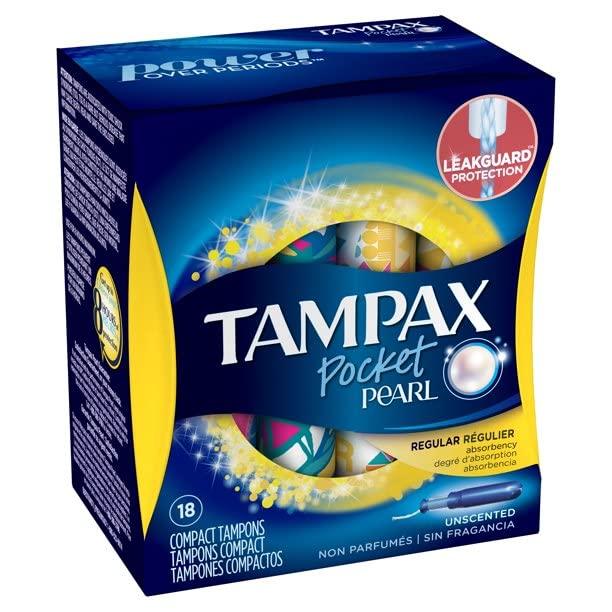 Tampax Tampax Pocket Pearl Regular, 1 Pack of 18 Compact Tampons