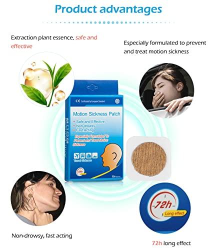 AHC ZIKKU Travel Sickness Patch | Motion Sickness Patch | Anti motion sickness & nausea relief patch | Fast Acting (1 Box = 10 Patches)