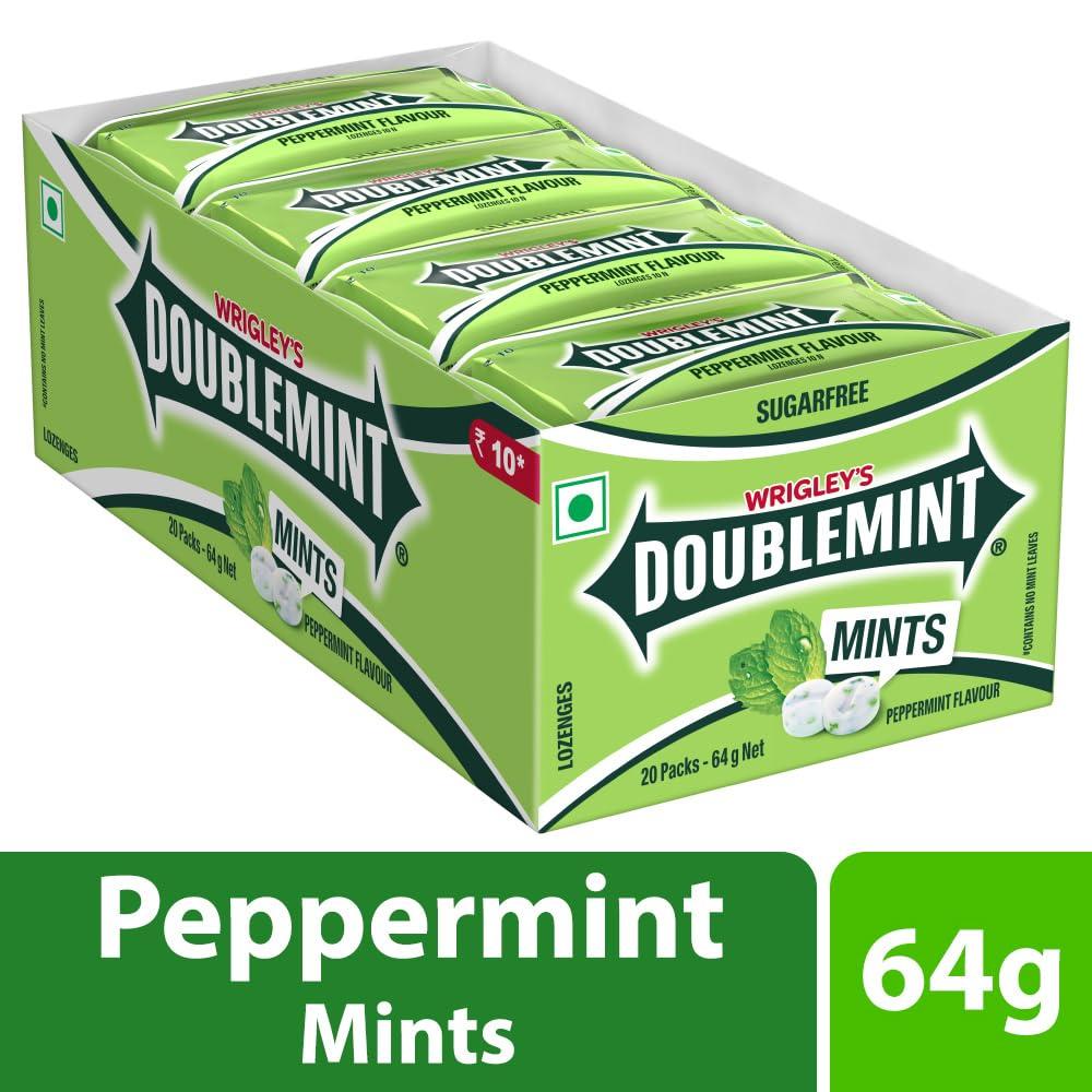 Doublemint Doublemint Sugarfree Mints Sleeve Box Peppermint Flavour Chewing Gum Mint Gums for Instant Freshness easy to carry 20 Sleeves per Box 64 gm