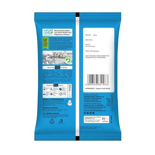 NATURELAND ORGANICS Natureland Organics Urad Whole / Sabut / Urad Kali Daal 1 Kg - Organic Healthy Pulses