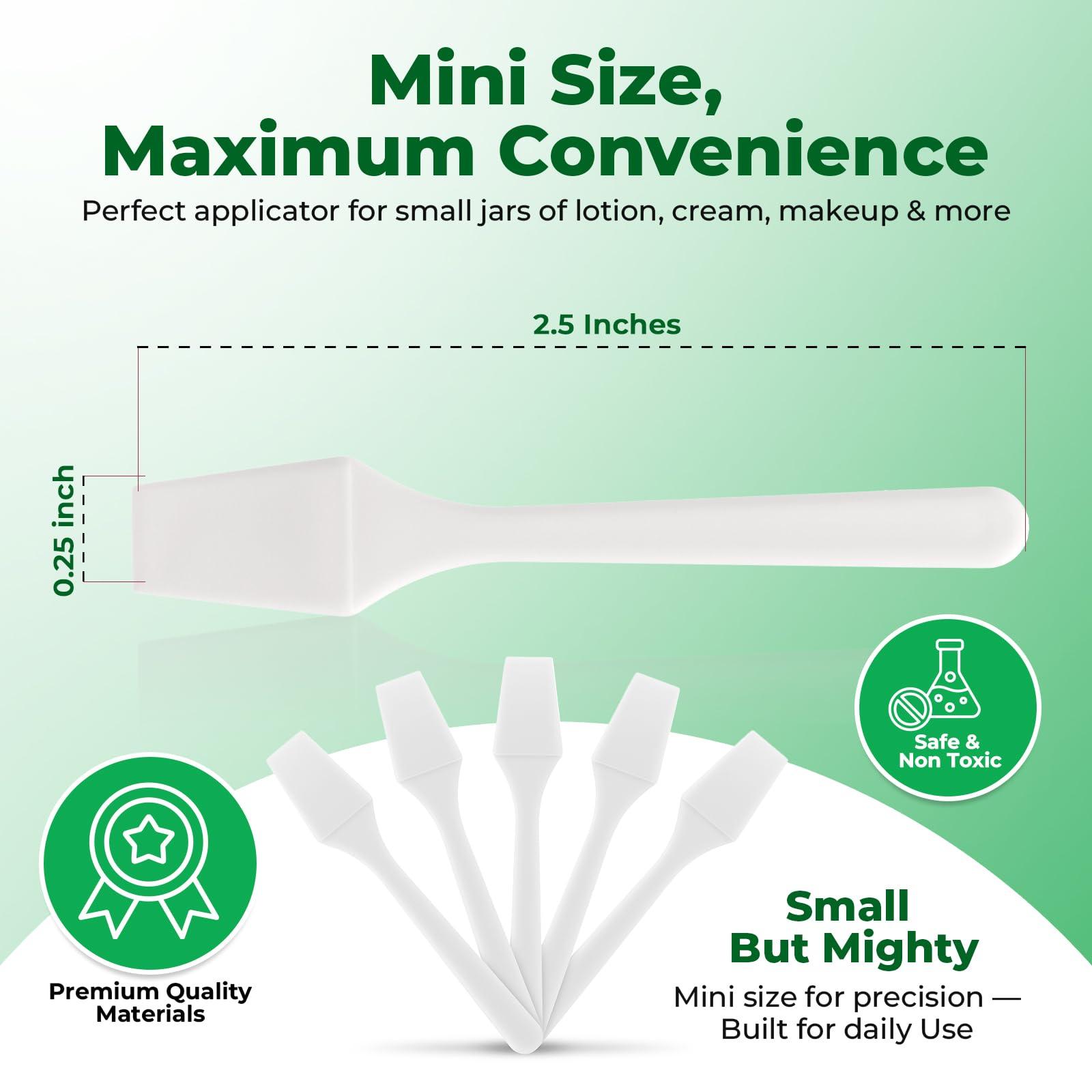 Kopperko KOPPERKO 100 Pack 2.5 Inch Cosmetic Spatulas - Small Plastic Spatula for Cosmetics, Makeup, Creams, Crafts - Multipurpose Mini Applicators for Mixing Creams, Make-Up, Paste and Scraping Jars White