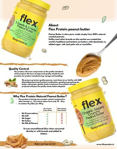 Flex Protein Flex Protein Premium Peanut Butter 100% Natural with no Added Salt, Sugar or Oils 500g (5 Seeds & 5 Herbs 500g)