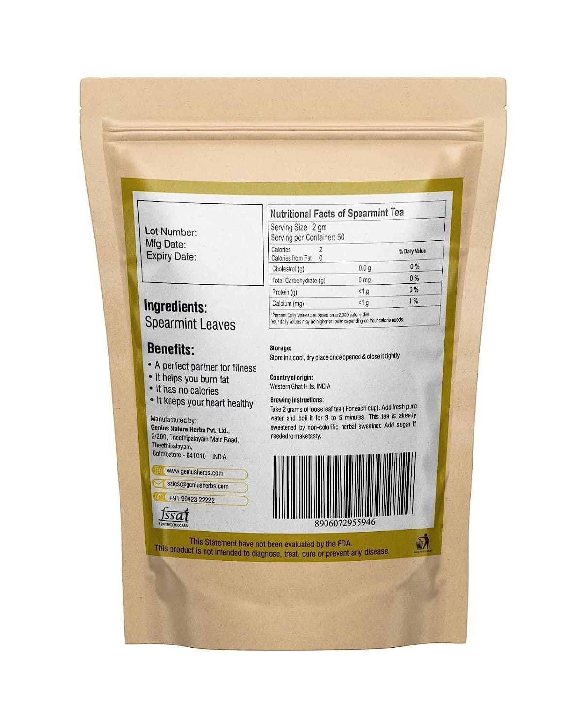 WAY 4 ORGANIC W4O WAY 4 ORGANIC W4O Spearmint Tea 100 g in Zip lock pouch | Good Anti Oxidant | Loose Leaf Tea