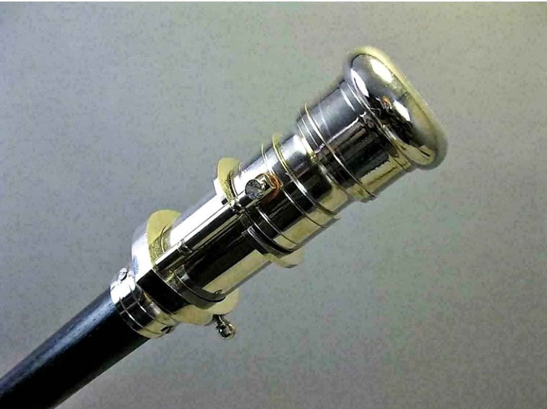 NavaFresh Basics Antique Brass Walking Stick Telescope Handle Nautical Style | Adjustable Unique Collectible Palm Grip | Wooden Stylish Walking Stick Cane for Unisex