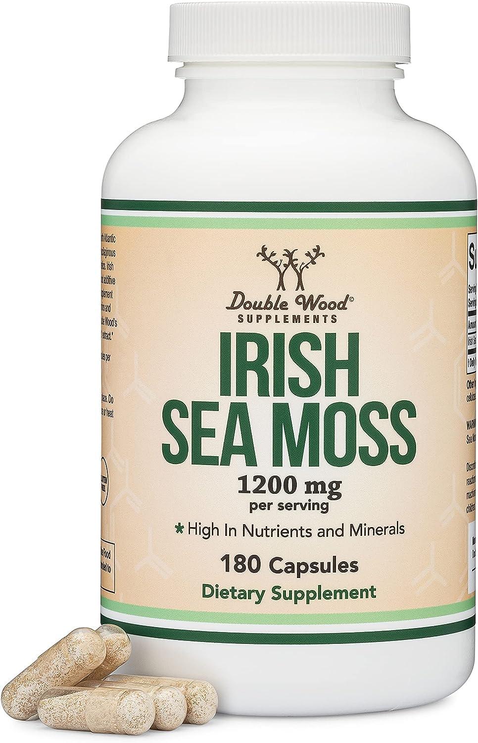 ATHINIKA NUTRITION Irish Sea Moss Capsules, More Potent Than Sea Moss Gel Extract (180 Count, 1,200mg per Serving) (from Wildcrafted and Raw Chondrus Crispus) Nutrient Rich Superfood High in Minerals