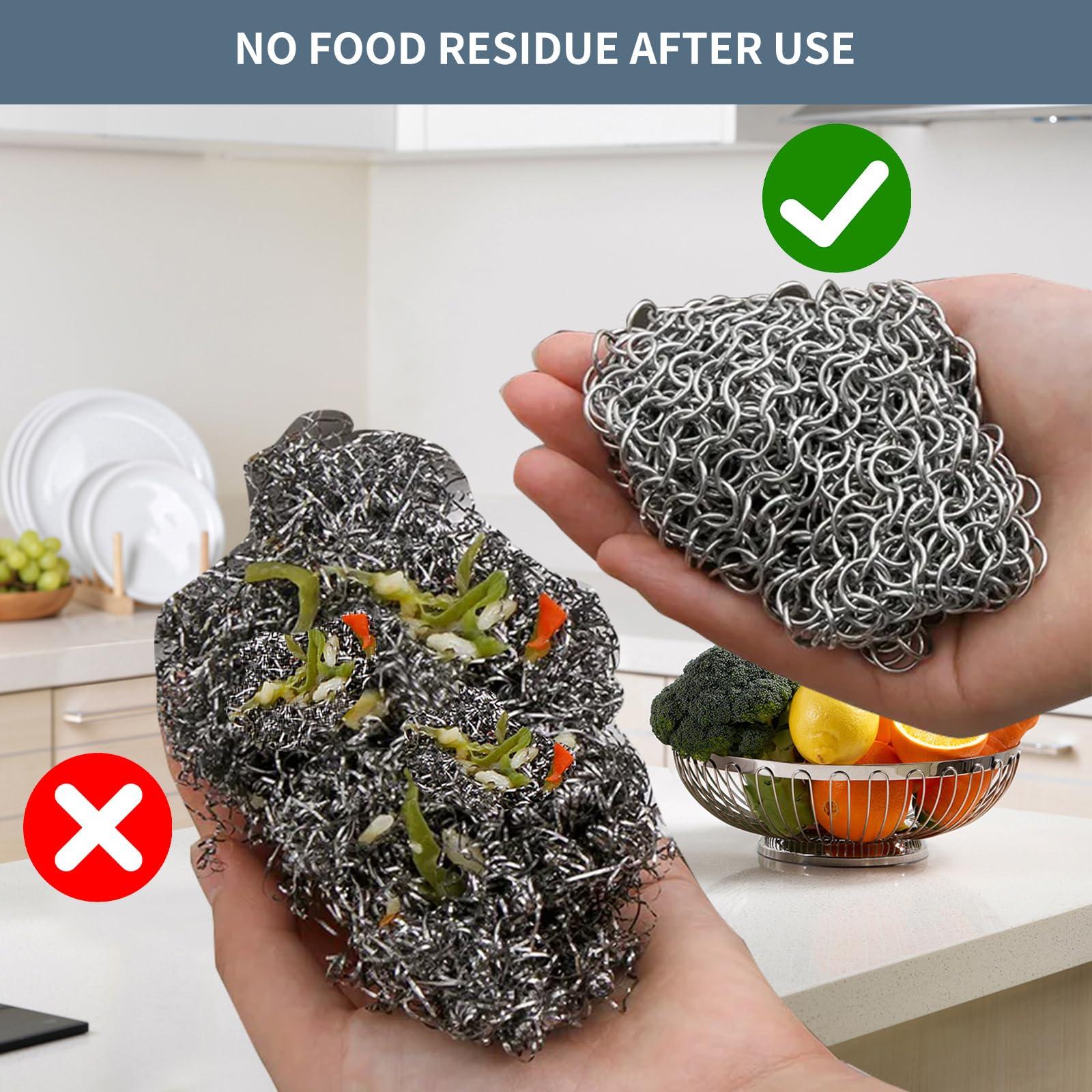 UNEEDME 8\"x6\" 316L Stainless Steel Cast Iron Cleaner for Cleaning Cast Iron Pan Pre-Seasoned Pan Dutch Ovens Waffle Iron Pans Grill Skillet