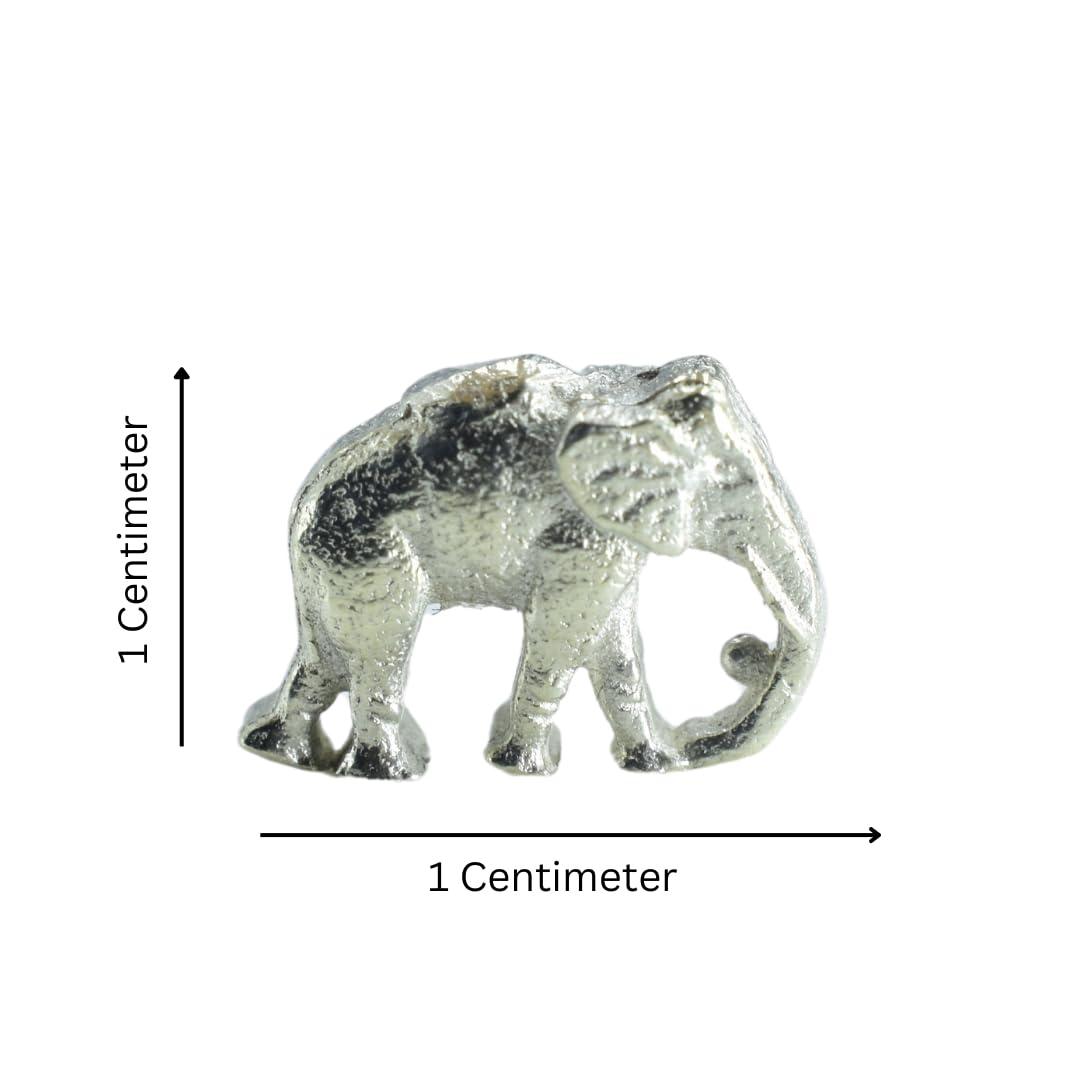 Ratna Shree Jewellers & Gems Ratna Shree 92.5 Pure Silver Solid Elephant Idol for Puja - Trunk Down | Vastu and Rahu Protection - Chandi ka Hathi (Single Small Elephant) 2 Gram